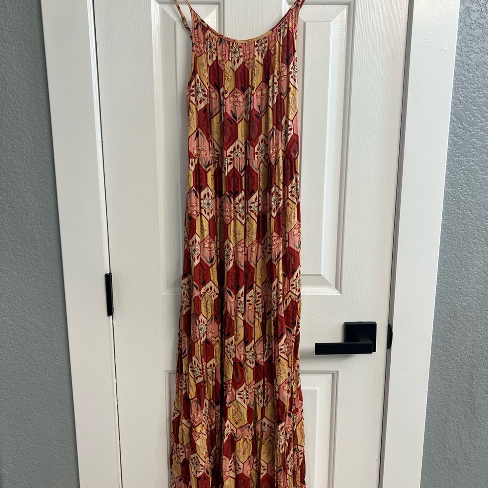 Monoprix Geometric Print Maxi Dress - Red and Yellow